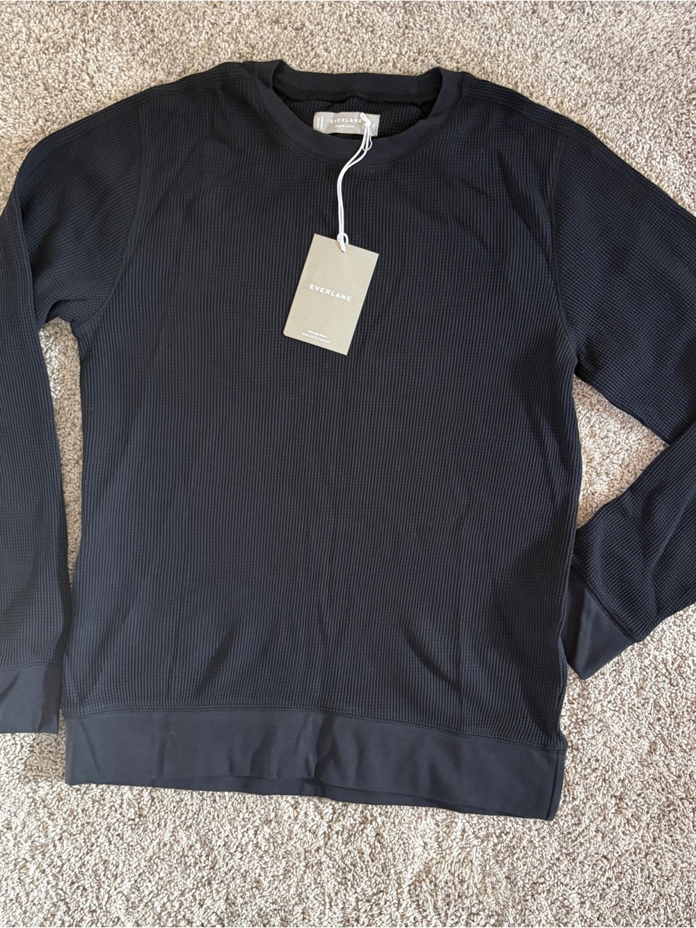 Everlane Men’s Black Waffle Crew Neck Shirt Size Small